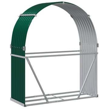 Log Holder Green 120x45x140 cm - Galvanised Steel Storage