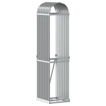 Light Grey Log Holder - Galvanised Steel 40x45x170 cm