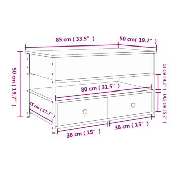 Elegant Smoked Oak Coffee Table - 85x50x50 cm