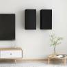 Stylish Black TV Cabinets - 2 pcs Engineered Wood | Hipo Market