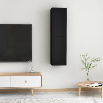 Stylish Black TV Cabinets - 2 pcs Engineered Wood | Hipo Market