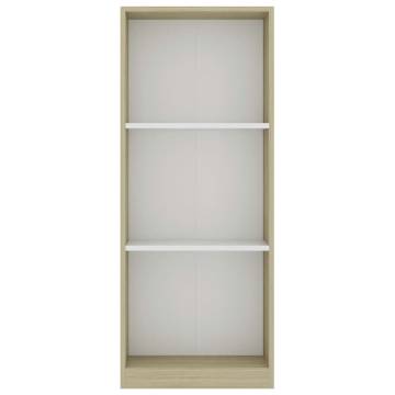 3-Tier Book Cabinet White & Sonoma Oak - Modern Storage Solution