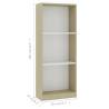 3-Tier Book Cabinet White & Sonoma Oak - Modern Storage Solution