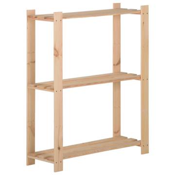 3-Tier Solid Pinewood Storage Rack - 60x28.5x90 cm