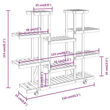 Flower Stand with Wheels - Solid Fir Wood | Hipomarket UK