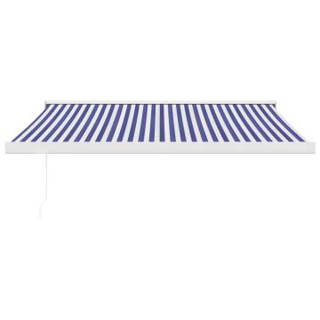 Retractable Awning Blue & White 3.5x2.5m - Durable Aluminium