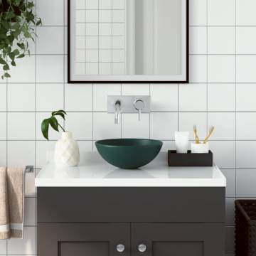 Dark Green Round Ceramic Bathroom Sink | Contemporary Design