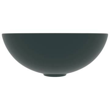 Dark Green Round Ceramic Bathroom Sink | Contemporary Design