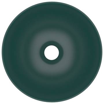 Dark Green Round Ceramic Bathroom Sink | Contemporary Design