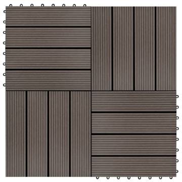 11 pcs WPC Decking Tiles 30x30 cm Dark Brown - 1 sqm