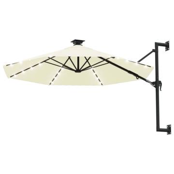 Wall-Mounted Parasol with LEDs - 300 cm Sand | HipoMarket