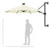 Wall-Mounted Parasol with LEDs - 300 cm Sand | HipoMarket