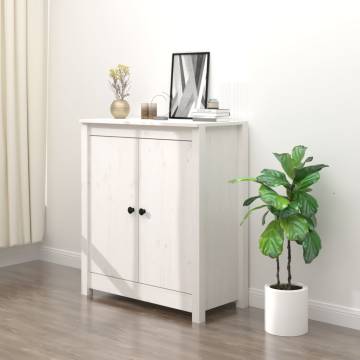 Sideboard White 70x35x80 cm - Solid Pine Wood Storage Solution