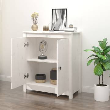 Sideboard White 70x35x80 cm - Solid Pine Wood Storage Solution