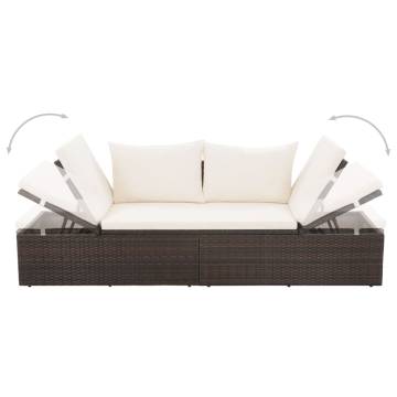 Stylish Outdoor Lounge Bed with Cushions & Pillows - Brown