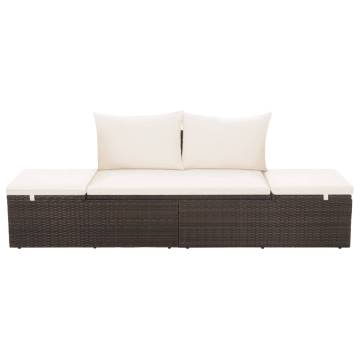 Stylish Outdoor Lounge Bed with Cushions & Pillows - Brown