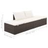 Stylish Outdoor Lounge Bed with Cushions & Pillows - Brown