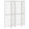 Elegant 4 Panel White Room Divider - Paulownia Wood | Hipomarket