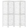 Elegant 4 Panel White Room Divider - Paulownia Wood | Hipomarket