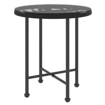 Modern Black Dining Table Ø50 cm | Tempered Glass & Steel