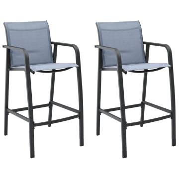 Garden Bar Chairs Set - 2 pcs Grey Textilene | HipoMarket