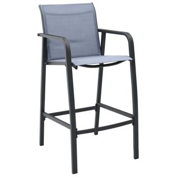 Garden Bar Chairs Set - 2 pcs Grey Textilene | HipoMarket