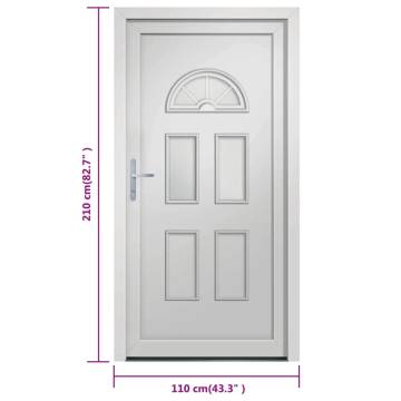 Elegant White PVC Front Door 110x210 cm for Home Security