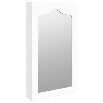 Wall Mounted Mirror Jewellery Cabinet in White - 37.5x10x67 cm