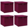 Storage Boxes with Lids 4 pcs Dark Red 32x32x32 cm Fabric Colour dark red with lids Quantity in Package 4 Number of 1 