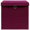 Dark Red Storage Boxes with Lids - 4 pcs | 32x32x32 cm