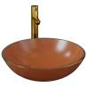 Stylish Brown Tempered Glass Bathroom Sink with Tap & Drain