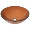 Stylish Brown Tempered Glass Bathroom Sink with Tap & Drain