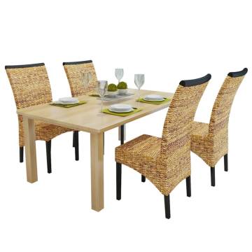 Stylish Dining Chairs Set of 4 - Abaca & Solid Mango Wood