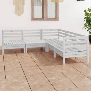 5 Piece Garden Lounge Set - Solid Wood Pine White | Hipo Market