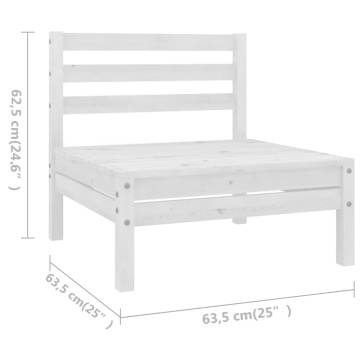 5 Piece Garden Lounge Set - Solid Wood Pine White | Hipo Market