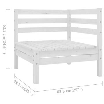 5 Piece Garden Lounge Set - Solid Wood Pine White | Hipo Market