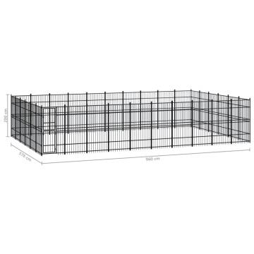 Outdoor Dog Kennel Steel 55.3 m² - Safe & Versatile Play Space