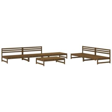 6 Piece Garden Lounge Set - Honey Brown Solid Wood Pine