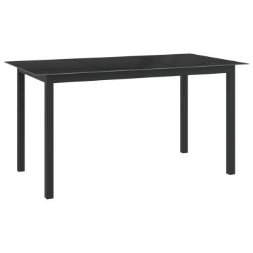 Stylish Black Garden Table - Aluminium & Glass 150x90 cm