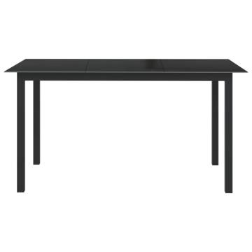 Stylish Black Garden Table - Aluminium & Glass 150x90 cm