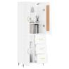 Stylish Highboard High Gloss White - 69.5x34x180 cm