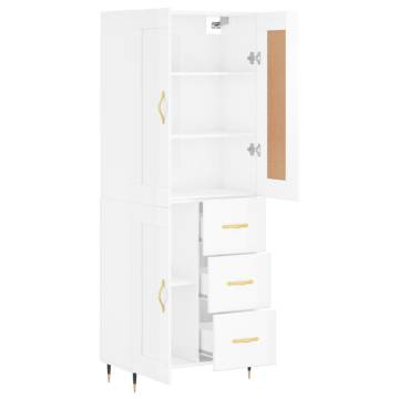 Stylish Highboard High Gloss White - 69.5x34x180 cm