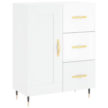 Stylish Highboard High Gloss White - 69.5x34x180 cm