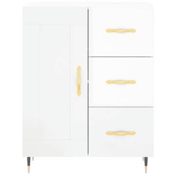 Stylish Highboard High Gloss White - 69.5x34x180 cm