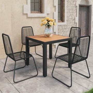 5 Piece Black & Brown Garden Dining Set - Durable & Stylish