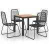 5 Piece Black & Brown Garden Dining Set - Durable & Stylish