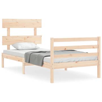 Solid Wood Single Bed Frame with Headboard - Durable & Stylish