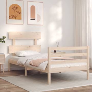 Solid Wood Single Bed Frame with Headboard - Durable & Stylish