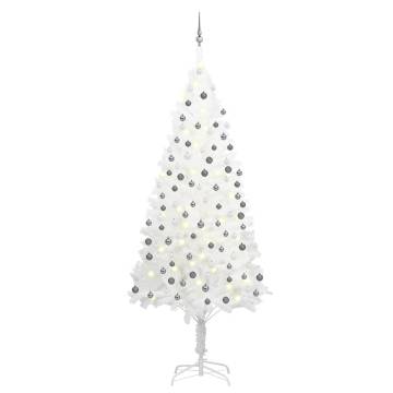 Pre-lit White Christmas Tree with Ball Set - 240 cm | HipoMarket