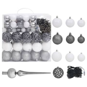 Pre-lit White Christmas Tree with Ball Set - 240 cm | HipoMarket